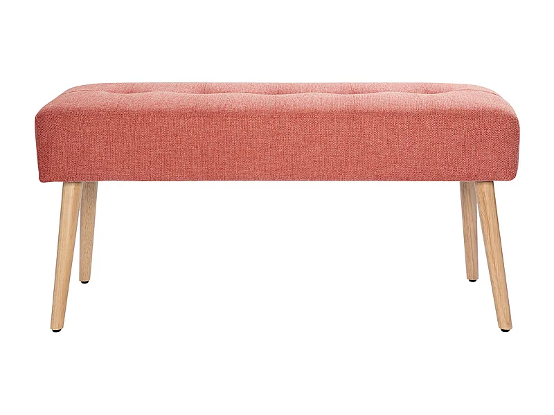 Gepolsterte Bank aus terracottafarbenem Stoff mit Samteffekt und hellem Holz B95 cm GUESTA