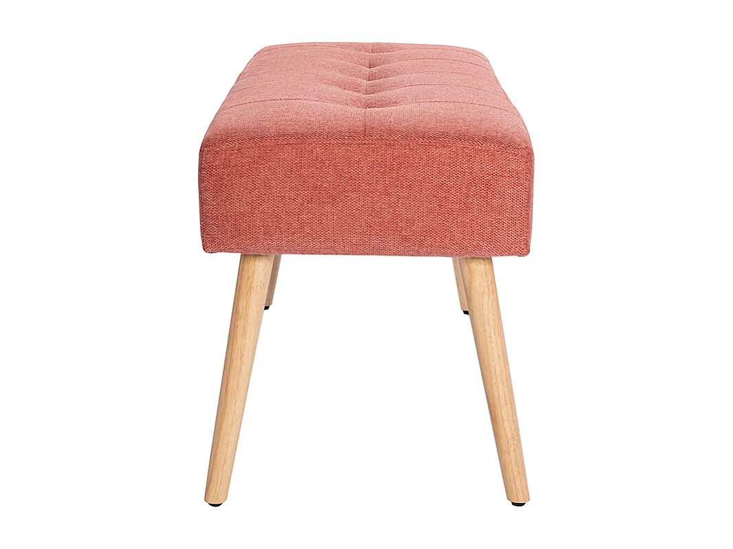 Banc scandinave capitonné en tissu effet velours texturé terracotta et bois clair L96 cm GUESTA