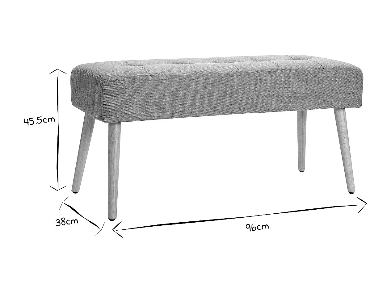Banc scandinave capitonné en tissu effet velours texturé terracotta et bois clair L96 cm GUESTA