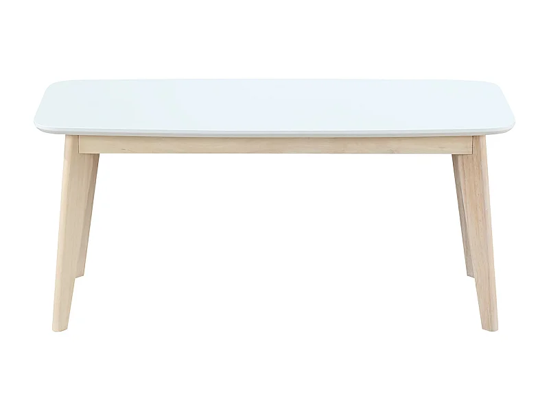 Banc scandinave blanc et bois clair L100 cm LEENA