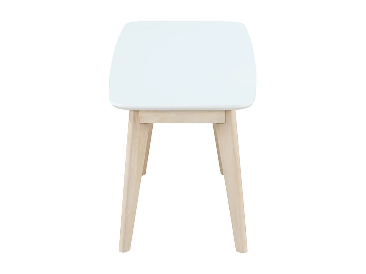 Design Bank 100 cm Weiß und Holz LEENA