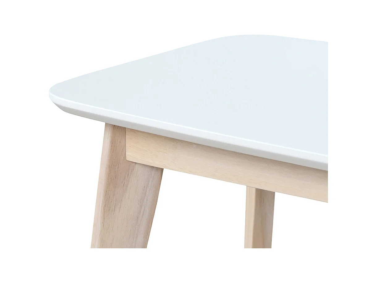 Design Bank 100 cm Weiß und Holz LEENA