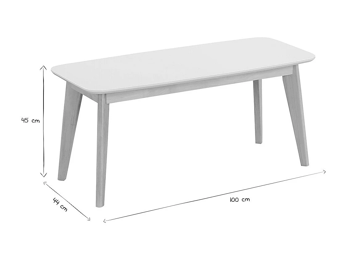 Banc scandinave blanc et bois clair L100 cm LEENA