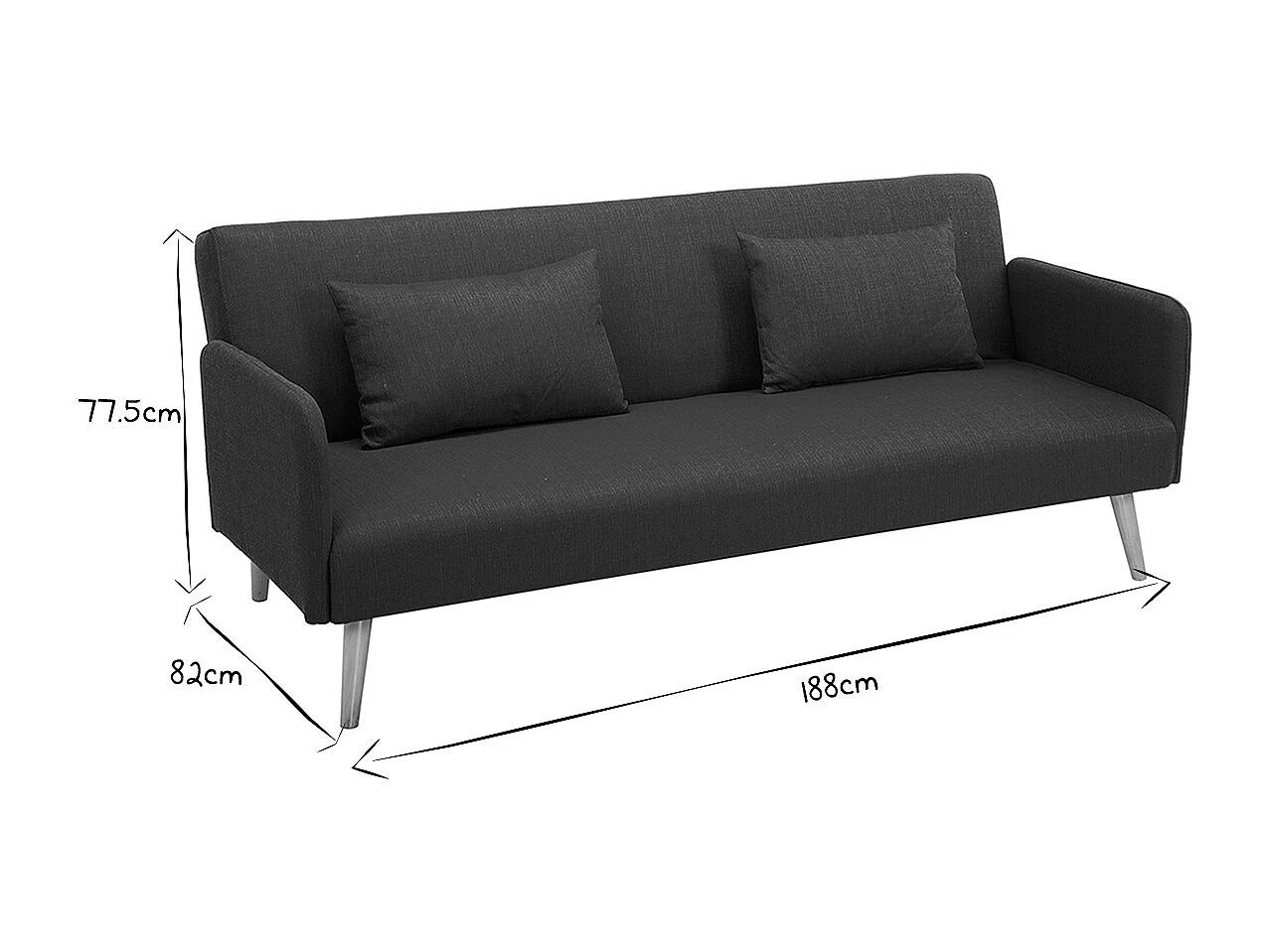 Sofá convertible nórdico 3 plazas azul petróleo LULA