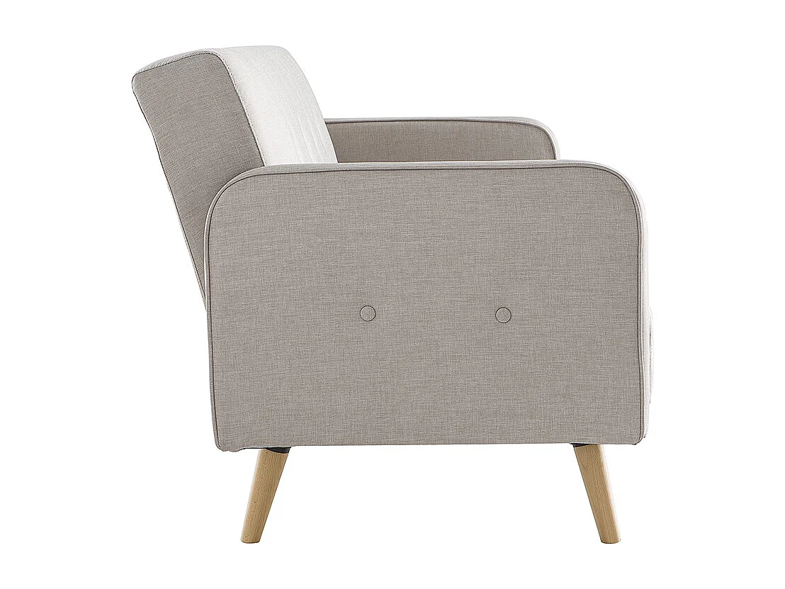 Canapé convertible scandinave 3 places en tissu beige et bois clair ULLA