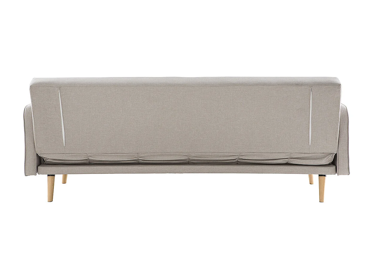 Canapé convertible scandinave 3 places en tissu beige et bois clair ULLA