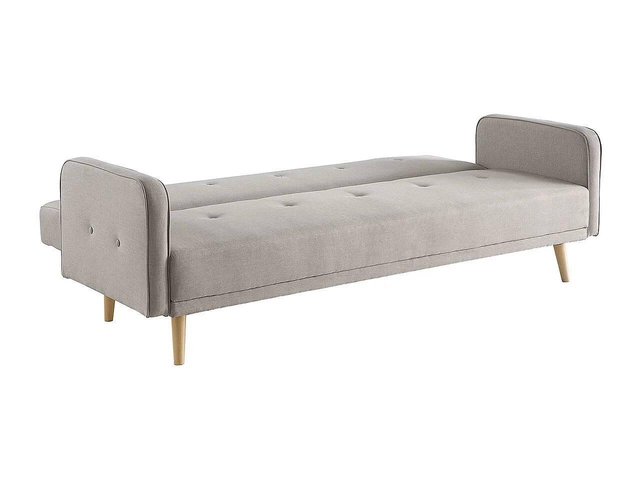 Canapé convertible scandinave 3 places en tissu beige et bois clair ULLA