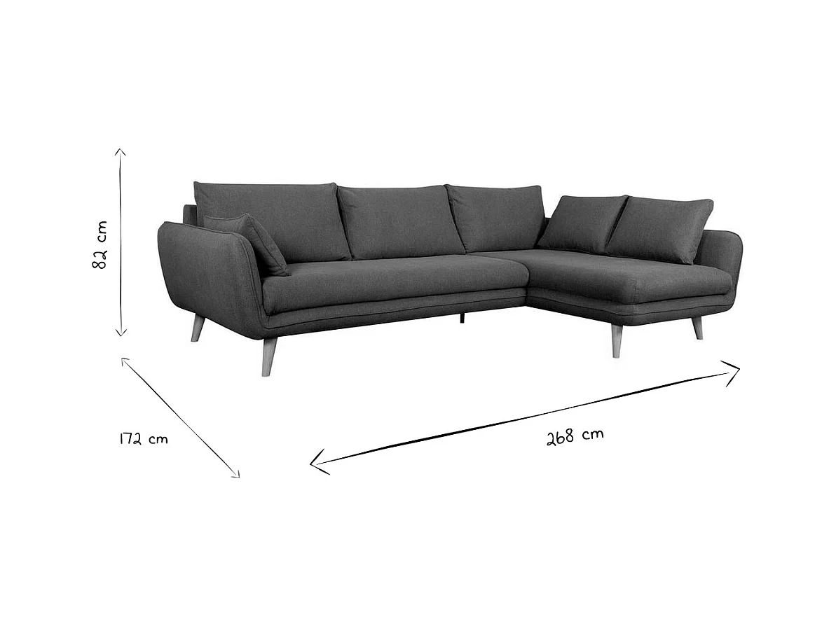 Sofá esquinero nórdico 5 plazas gris claro CREEP