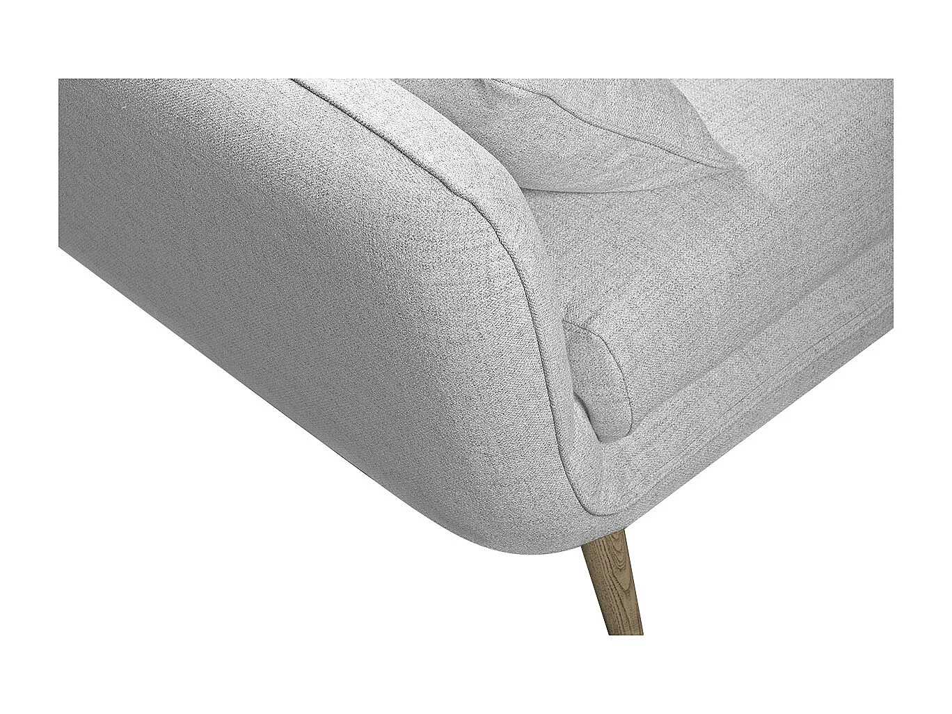 Canapé d'angle droit scandinave 5 places en tissu gris clair chiné et bois clair CREEP
