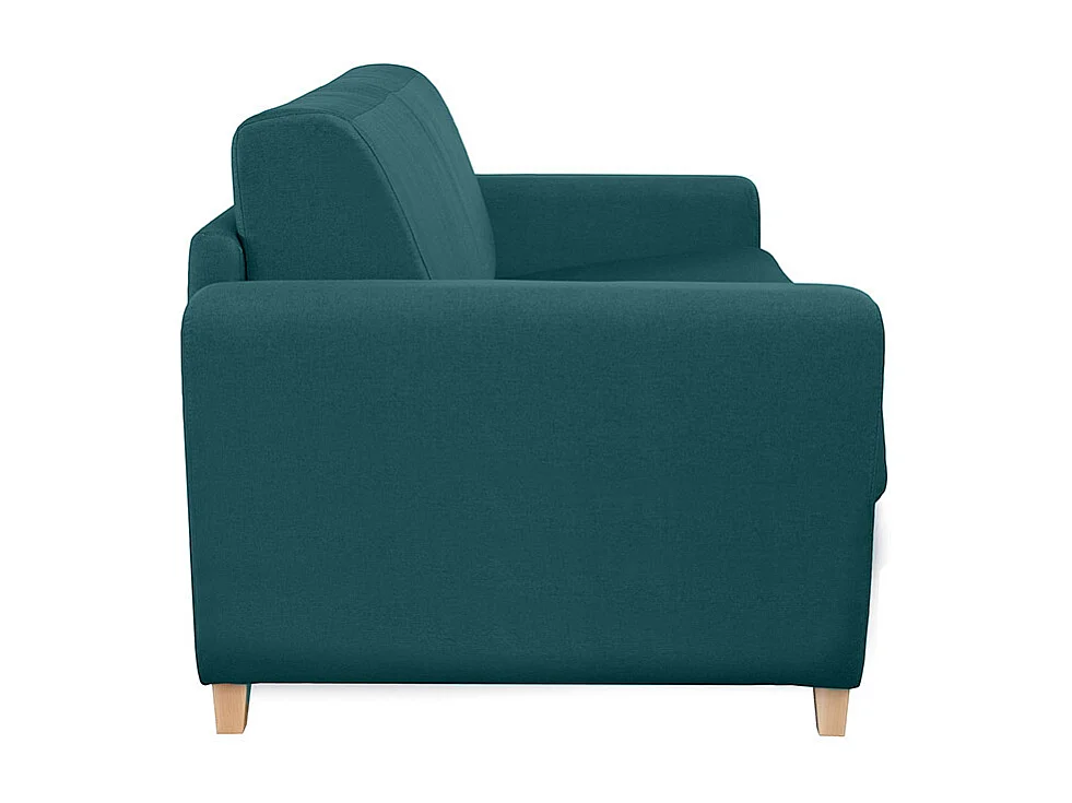 Sofá convertible nórdico azul petróleo y madera GRAHAM