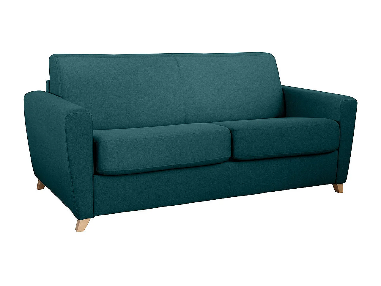 Sofá convertible nórdico azul petróleo y madera GRAHAM