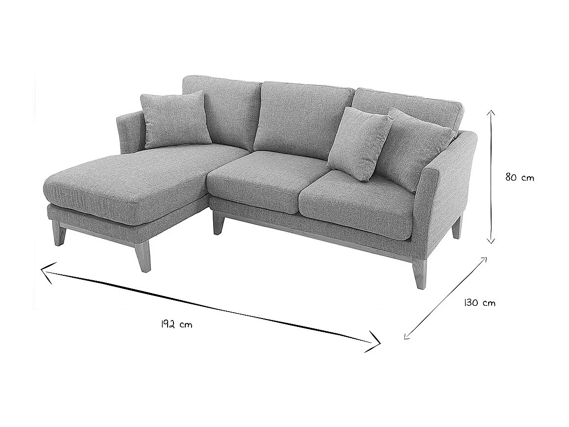 Divano angolare a sinistra scandinavo in tessuto Grigio chiaro sfoderabile OSLO