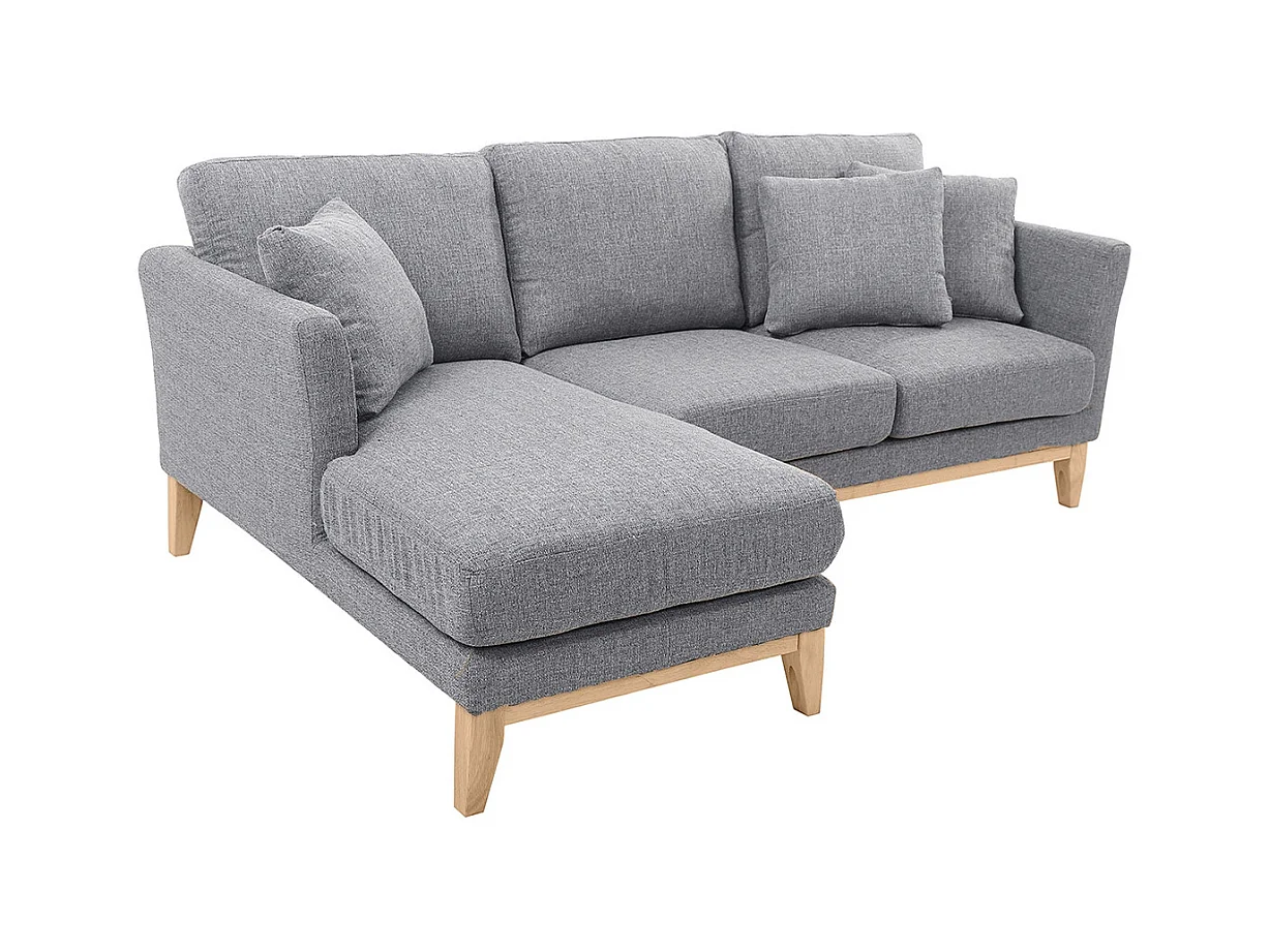Sofá de esquina izquierda nórdico en tejido gris claro desenfundable OSLO