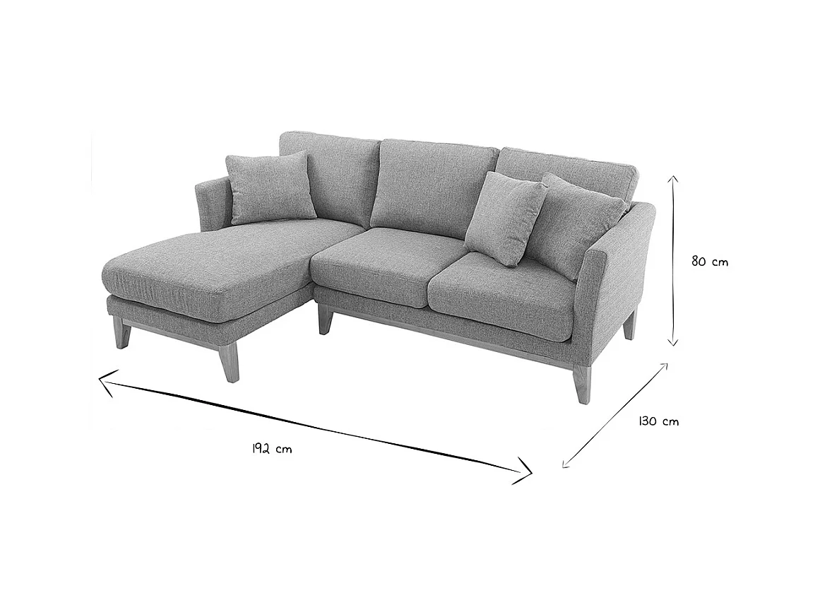 Sofá de esquina izquierda nórdico en tejido gris claro desenfundable OSLO