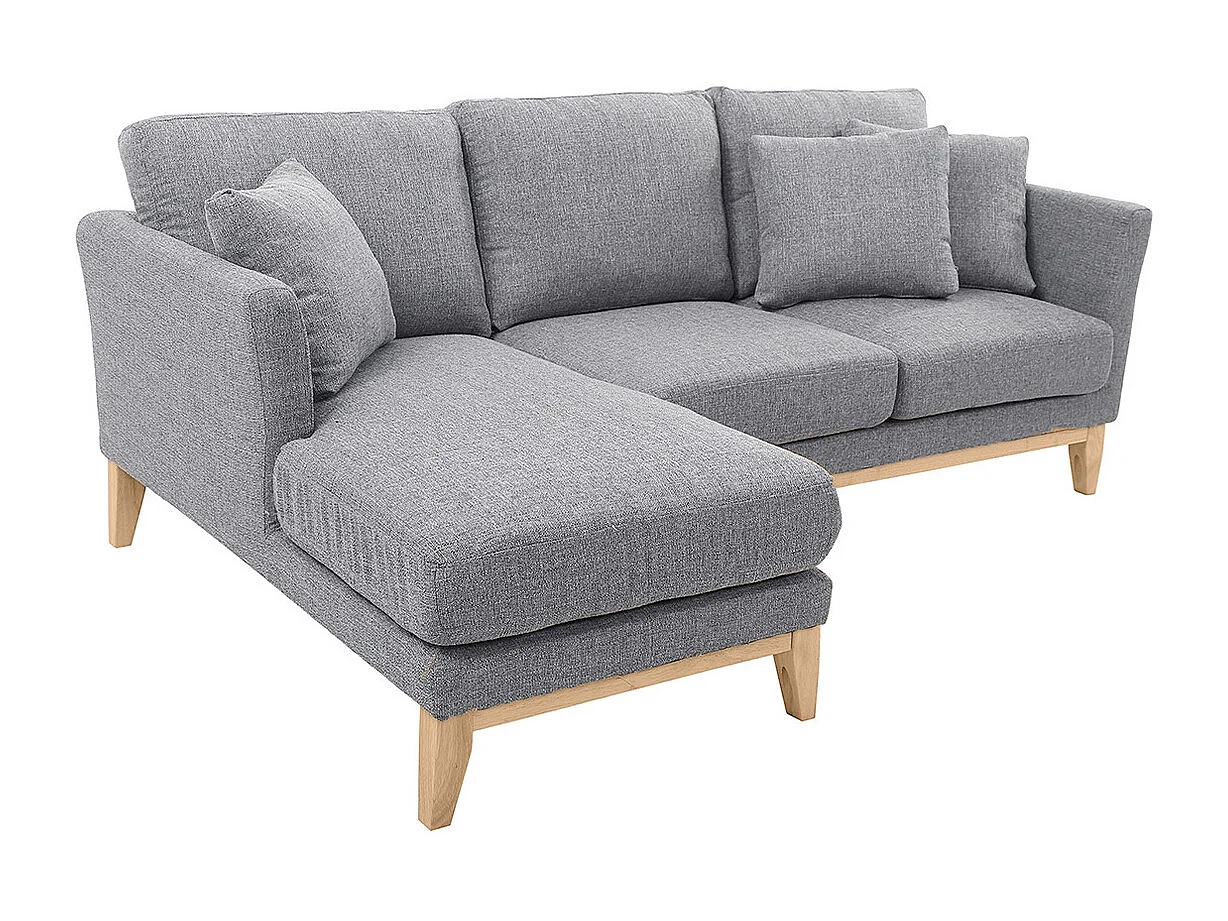 Sofá de esquina izquierda nórdico en tejido gris claro desenfundable OSLO