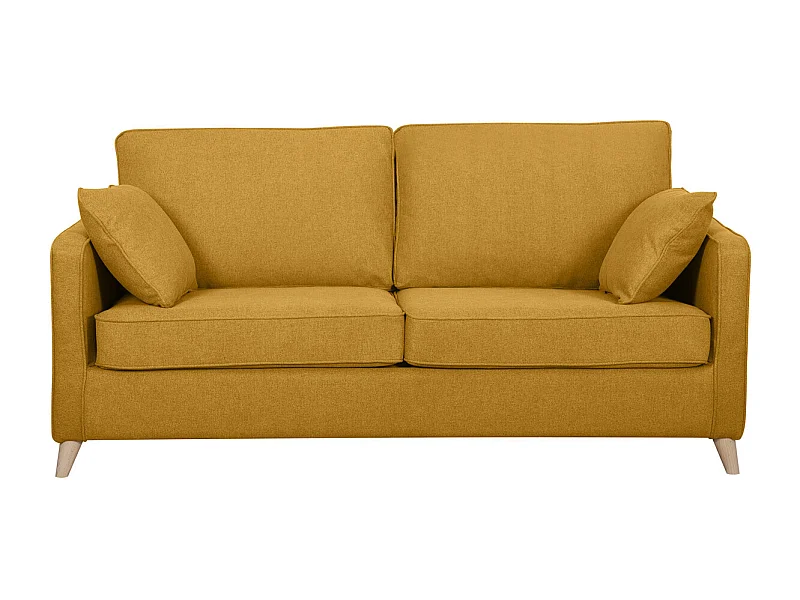Skandinavische Schlafcouch kumingelb mit Matratze Dicke 10 cm 3-Sitzer PAPEL