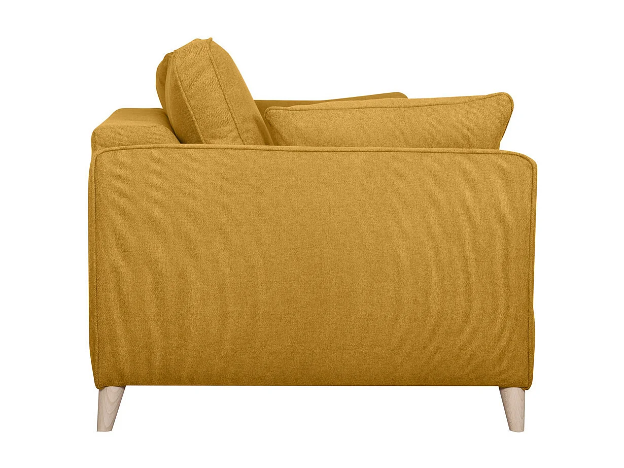 Skandinavische Schlafcouch kumingelb mit Matratze Dicke 10 cm 3-Sitzer PAPEL