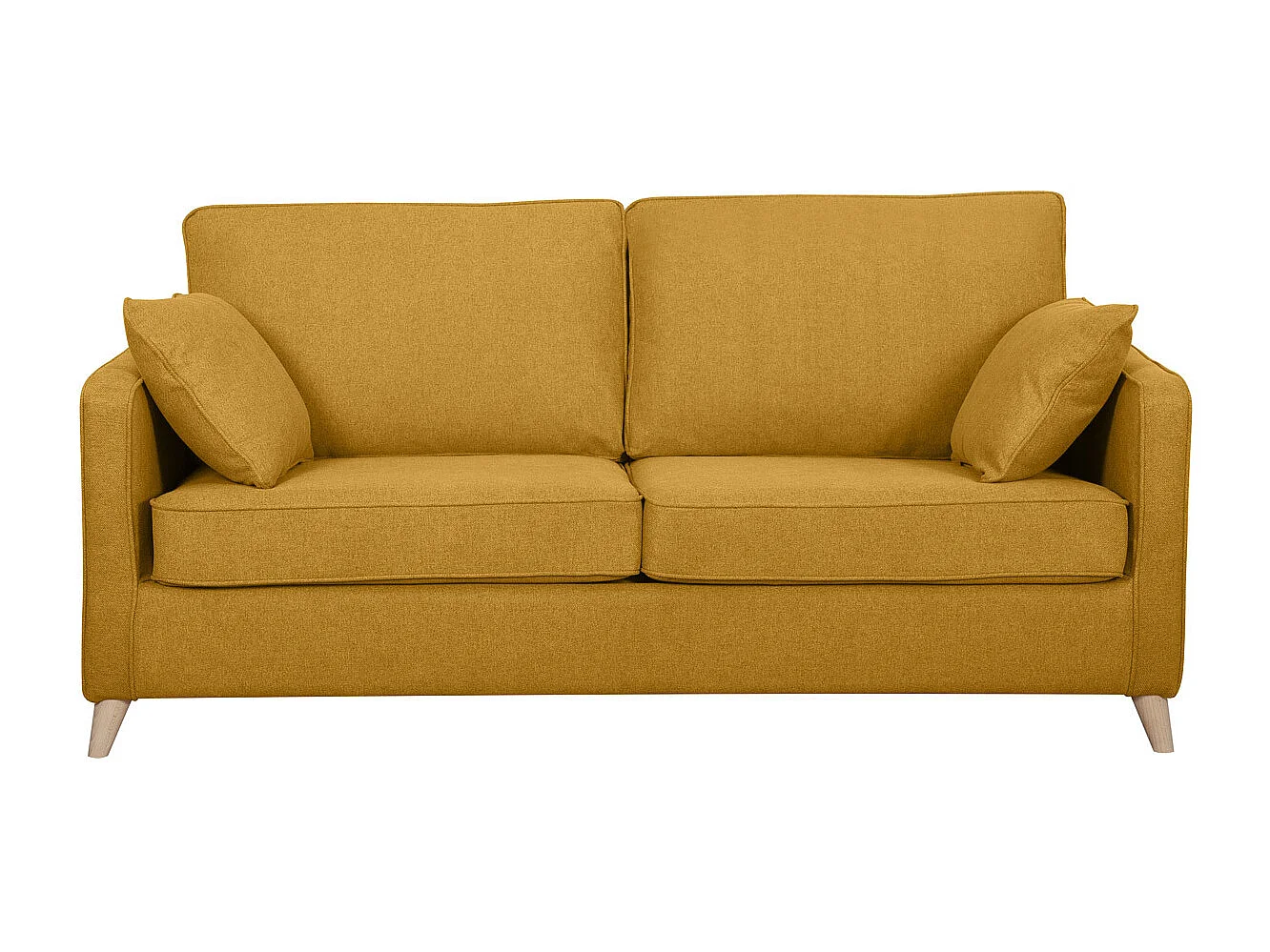 Skandinavische Schlafcouch kumingelb mit Matratze Dicke 10 cm 3-Sitzer PAPEL