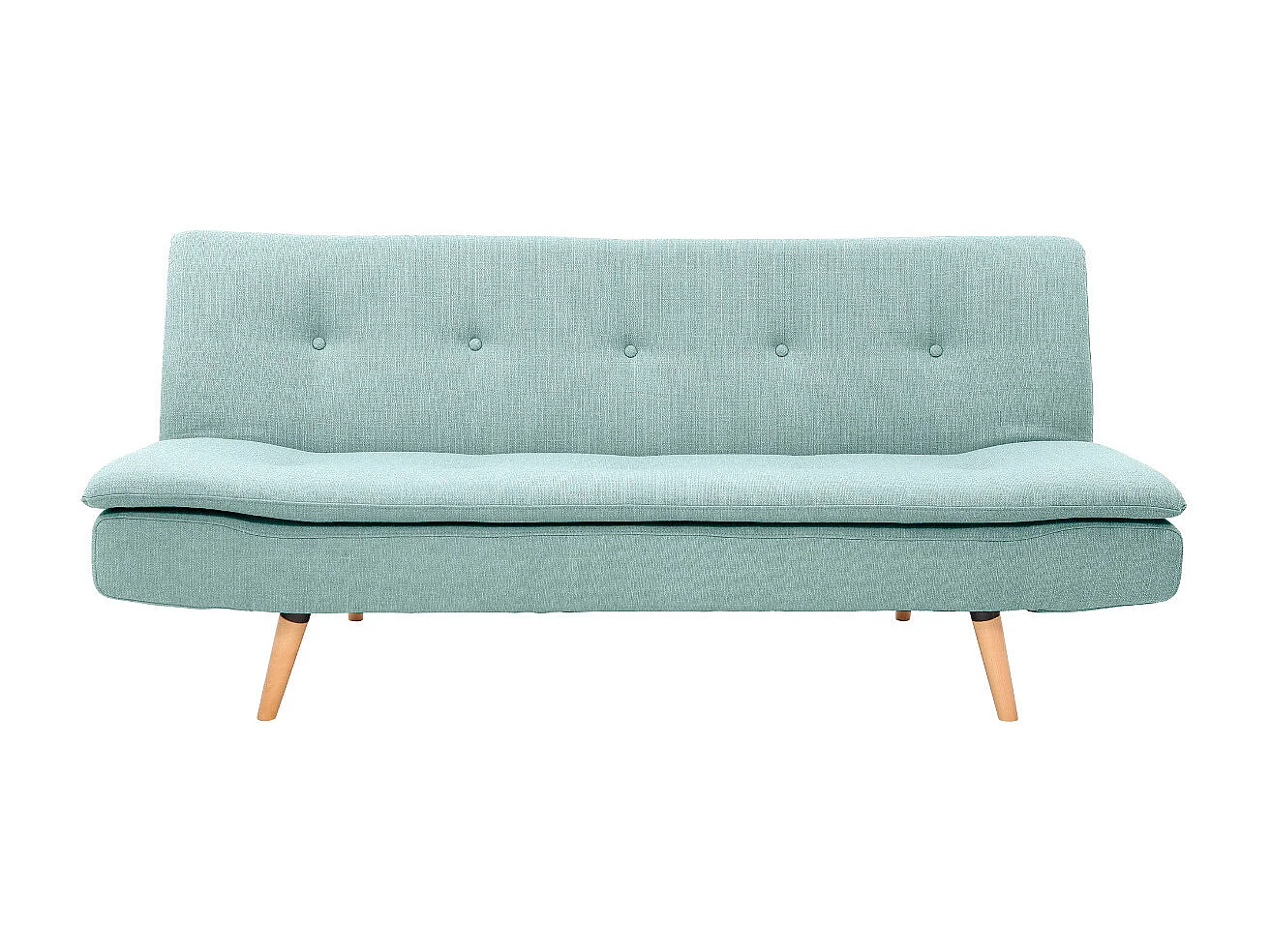 Canapé convertible scandinave 3 places en tissu vert lagon et bois clair SENSO
