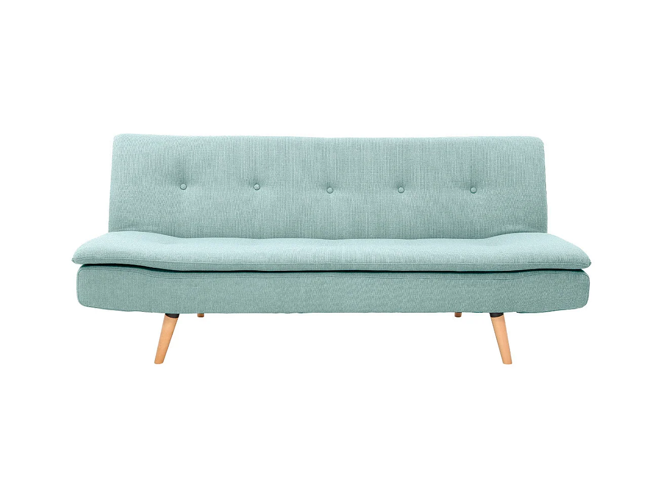 Canapé convertible scandinave 3 places en tissu vert lagon et bois clair SENSO