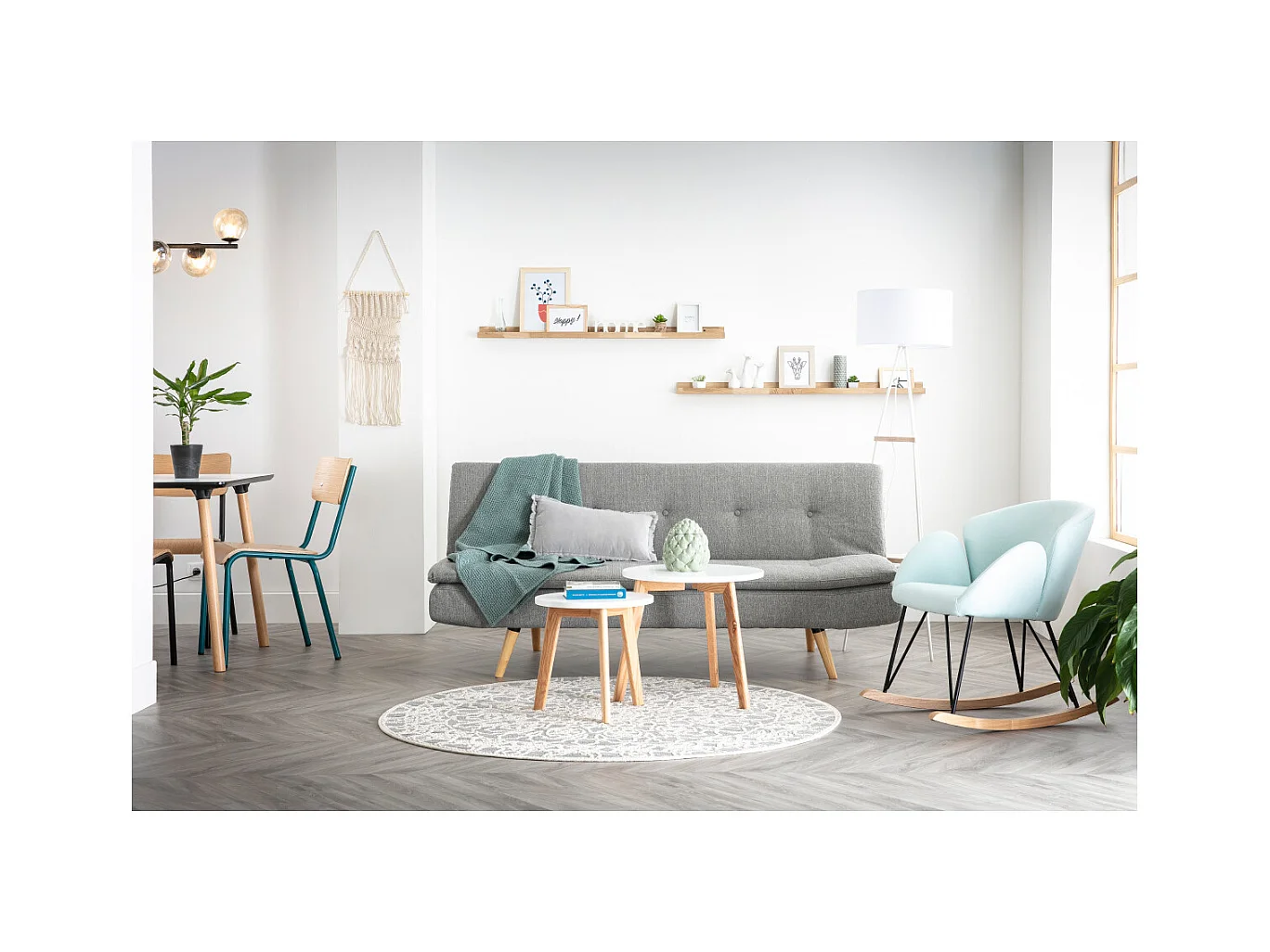 Schlafsofa skandinavisch 3 Plätze Lagunenblau SENSO