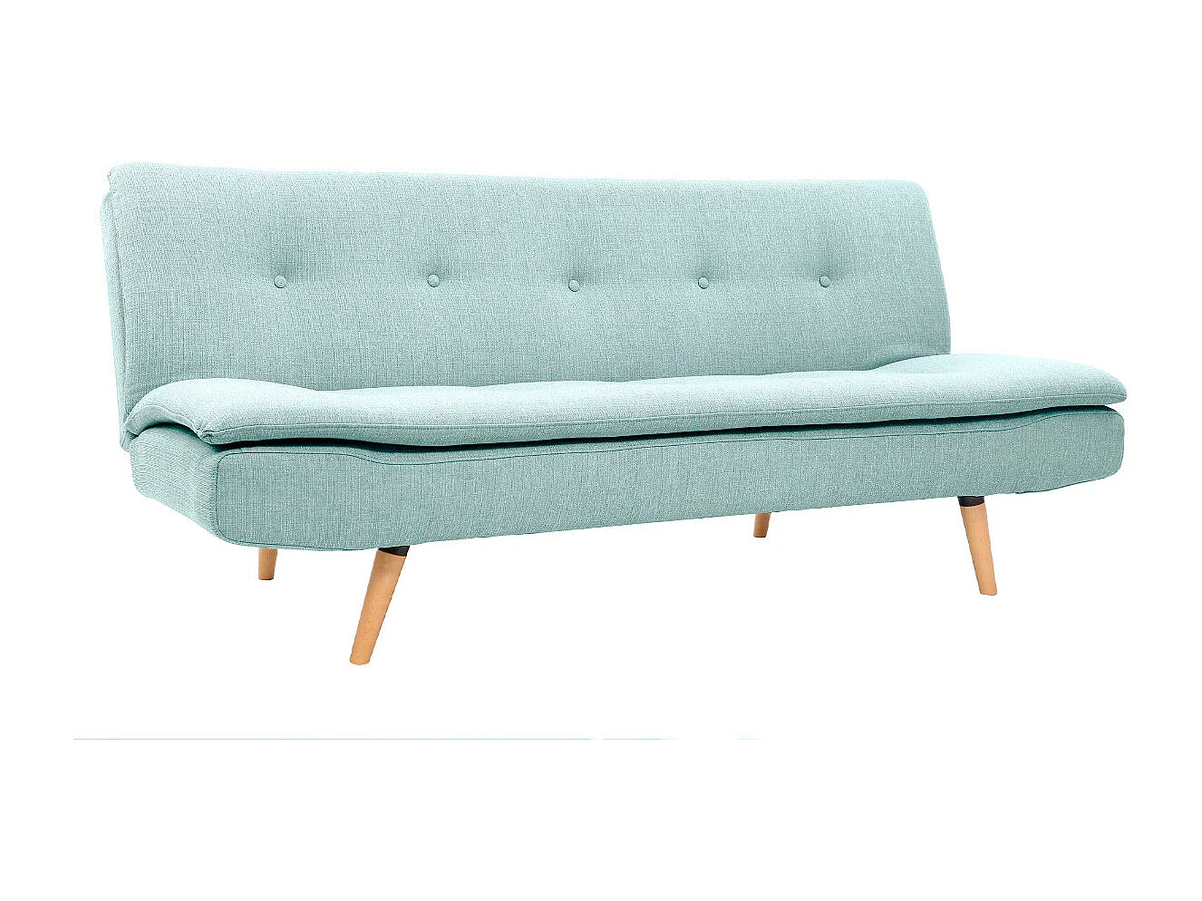 Canapé convertible scandinave 3 places en tissu vert lagon et bois clair SENSO