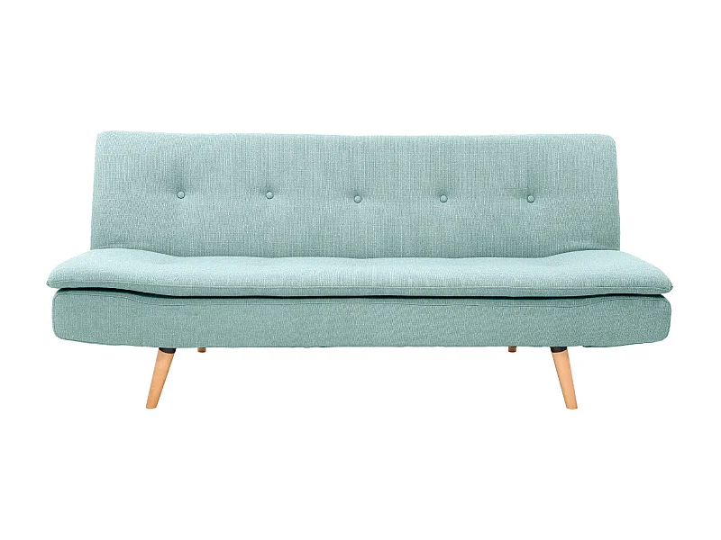 Canapé convertible scandinave 3 places en tissu vert lagon et bois clair SENSO
