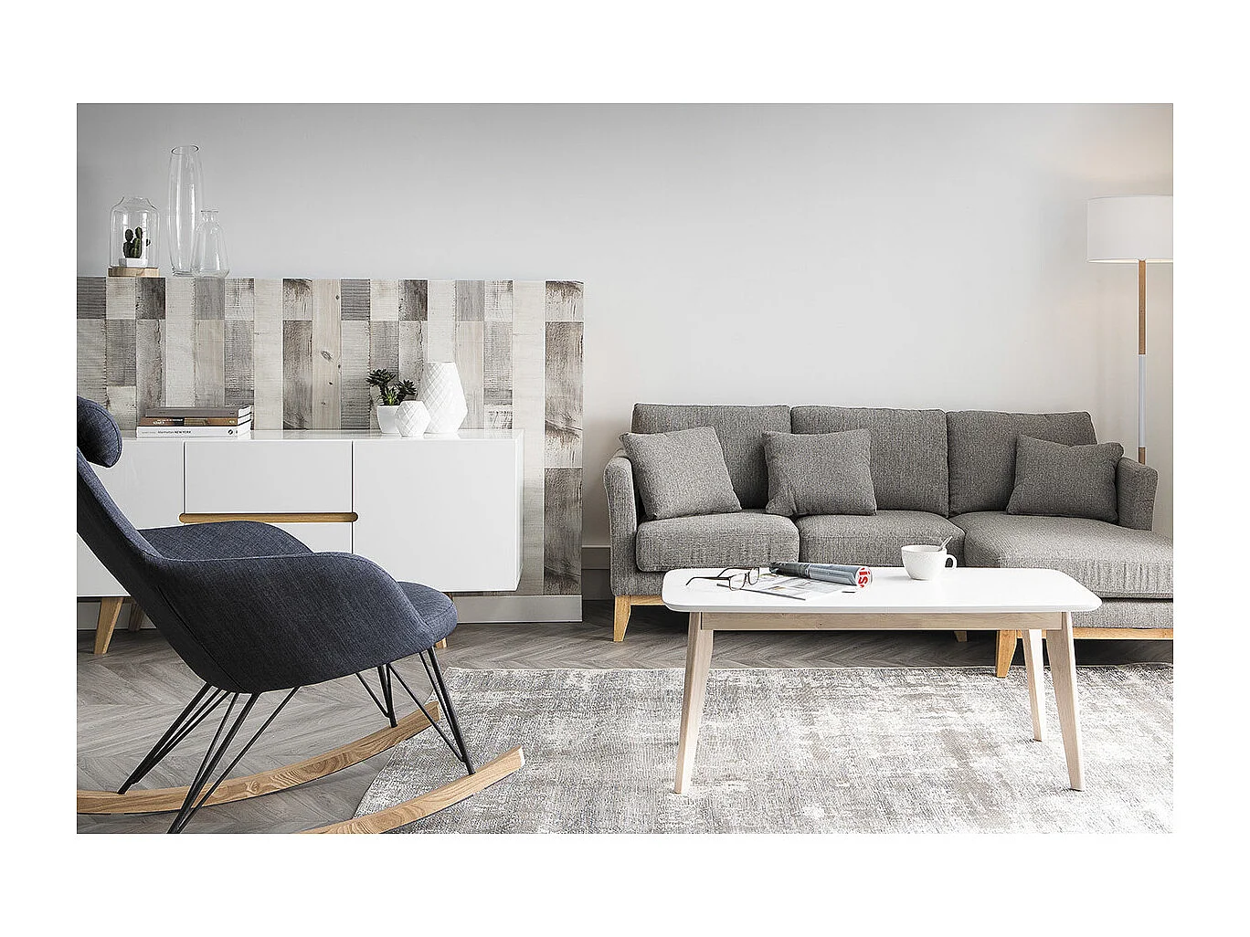 Divano con angolo destro scandinavo grigio chiaro OSLO