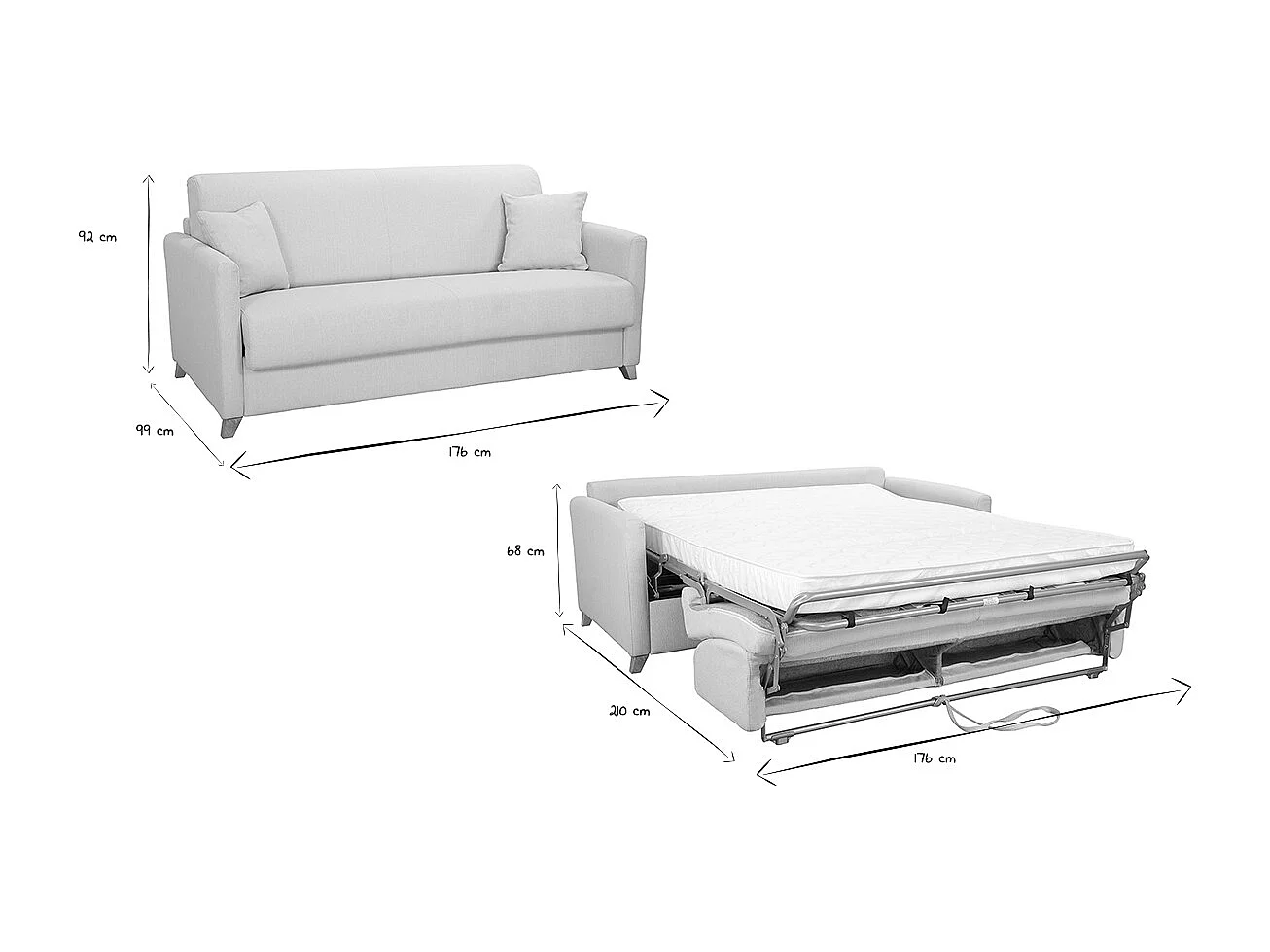 Schlafsofa 3 Plätze skandinavisch beige SKANDY