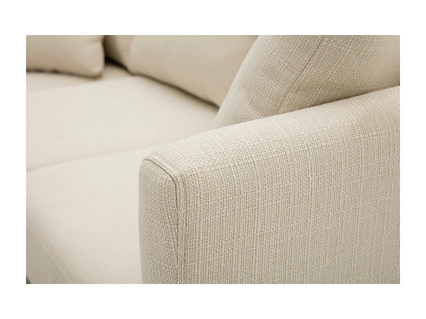 Skandinavisches Ecksofa links aus beigem Stoff mit abnehmbaren Bezügen und hellem Holz 3-4 Sitzer OSLO