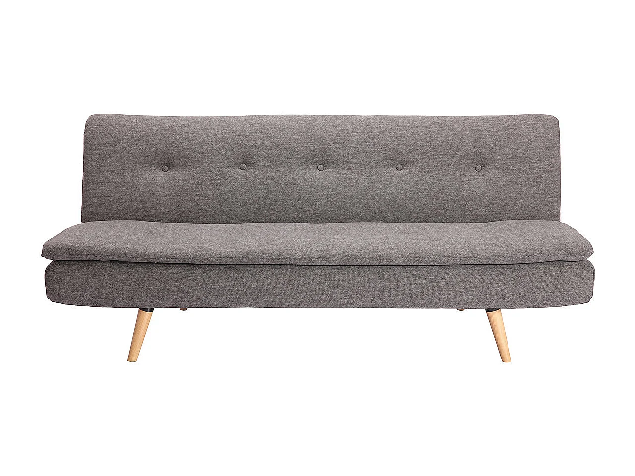 Canapé convertible scandinave 3 places en tissu gris foncé et bois clair SENSO