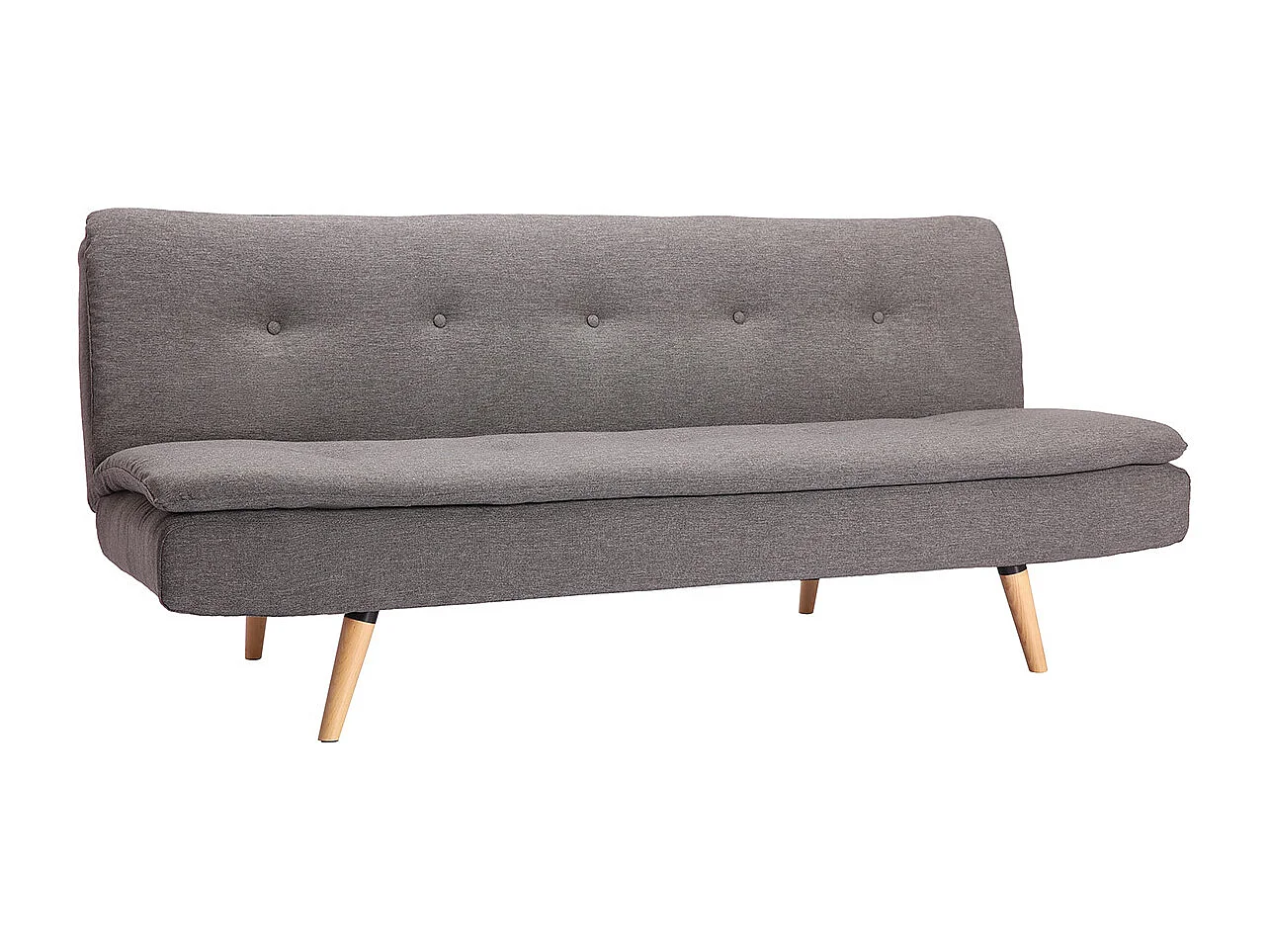 Canapé convertible scandinave 3 places en tissu gris foncé et bois clair SENSO