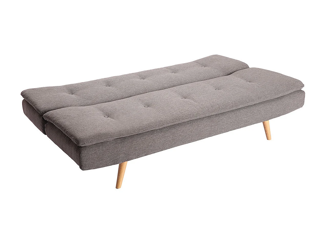 Canapé convertible scandinave 3 places en tissu gris foncé et bois clair SENSO