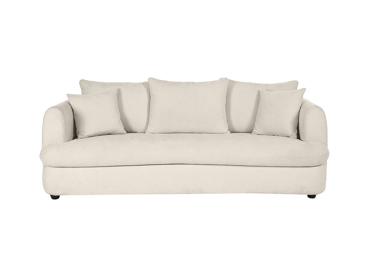Canapé convertible déhoussable 3-4 places design haricot en tissu effet velours beige clair SACHA