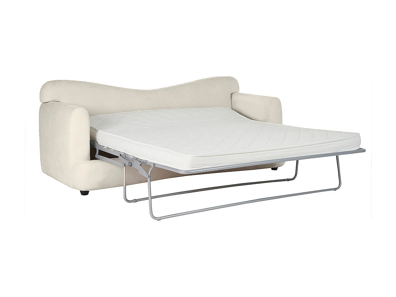 Schlafsofa 3-4 Sitzer in hellbeigem Stoff mit Samteffekt und abziehbarem Bezug SACHA