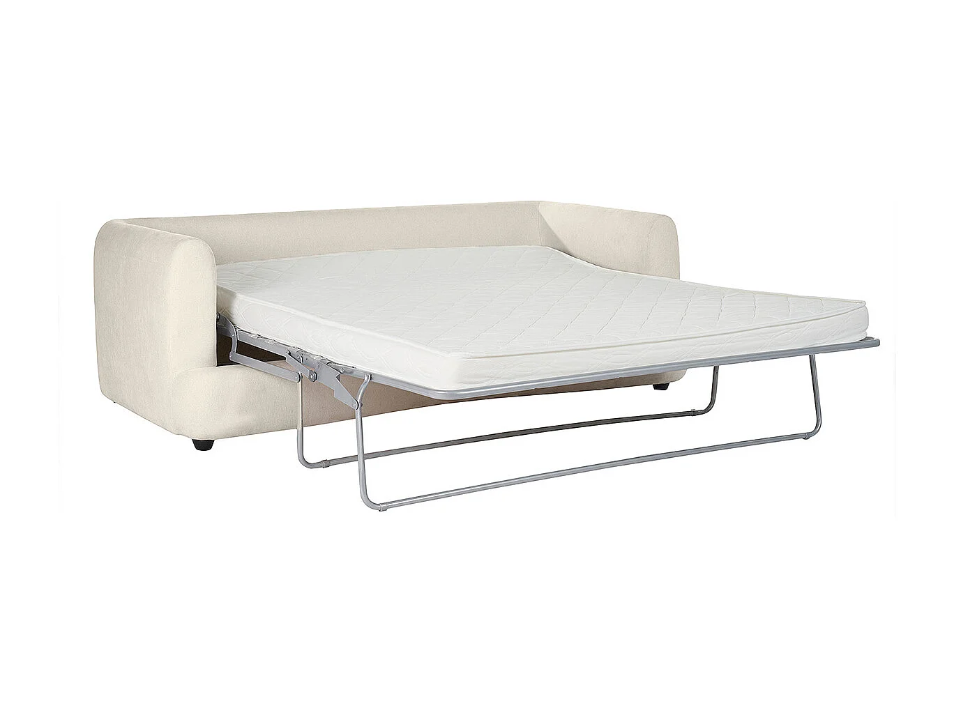 Schlafsofa 3-4 Sitzer in hellbeigem Stoff mit Samteffekt und abziehbarem Bezug SACHA