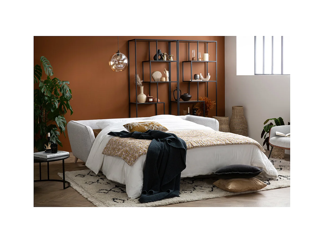 Sofá convertible nórdico 3 plazas gris claro CREEP