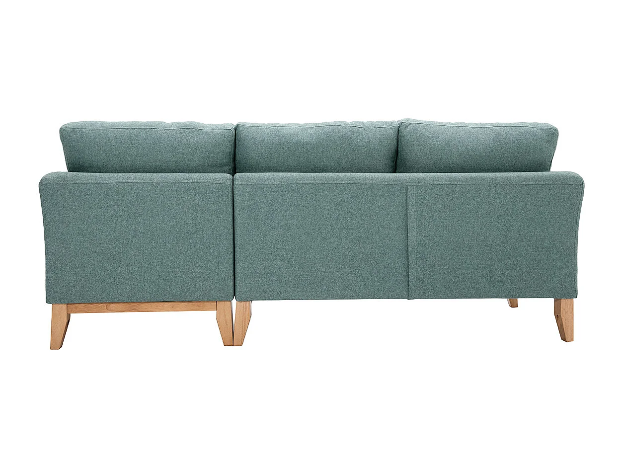 Sofá chaise longue a la derecha nórdico 4 plazas verde grisáceo y madera clara OSLO