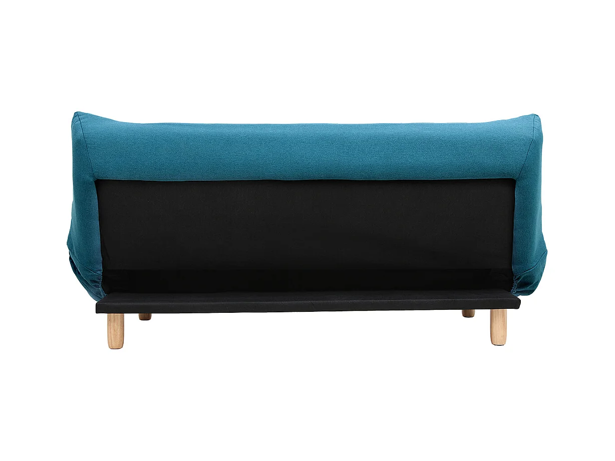 Sofá Cama Convertible Escandinavo de 3 Plazas Azul Pato YUMI en Tela y Madera Clara