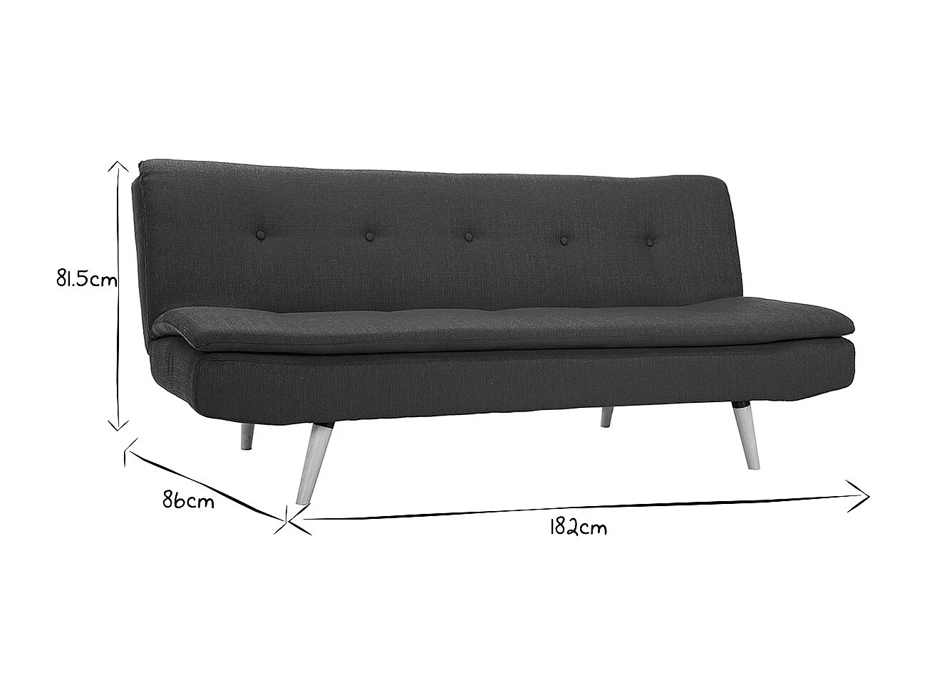 Canapé convertible scandinave 3 places en tissu bleu canard et bois clair SENSO