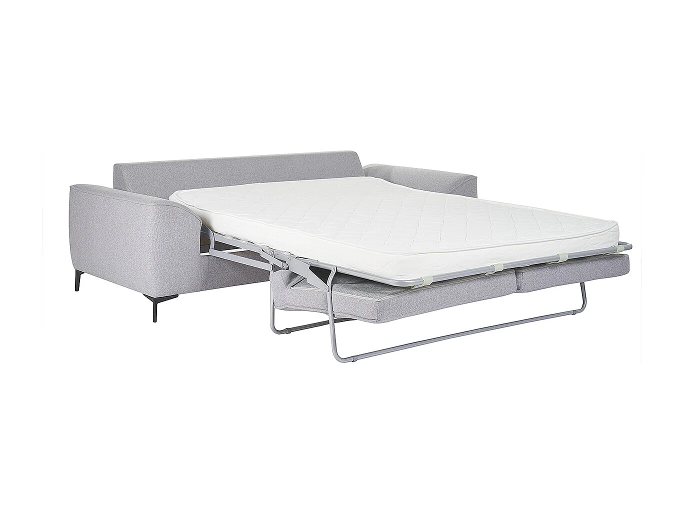 Canapé convertible design 3 places en tissu gris et métal noir GAEL