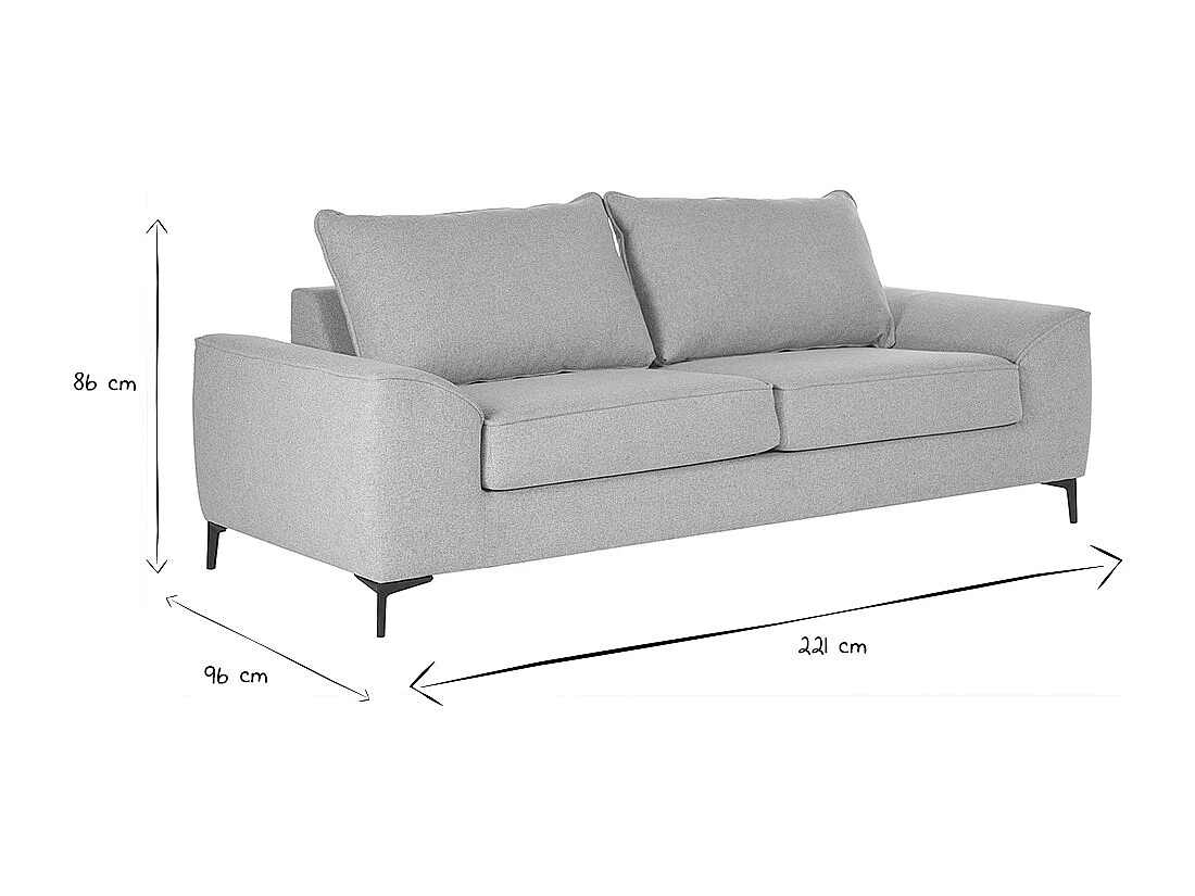 Canapé convertible design 3 places en tissu gris et métal noir GAEL