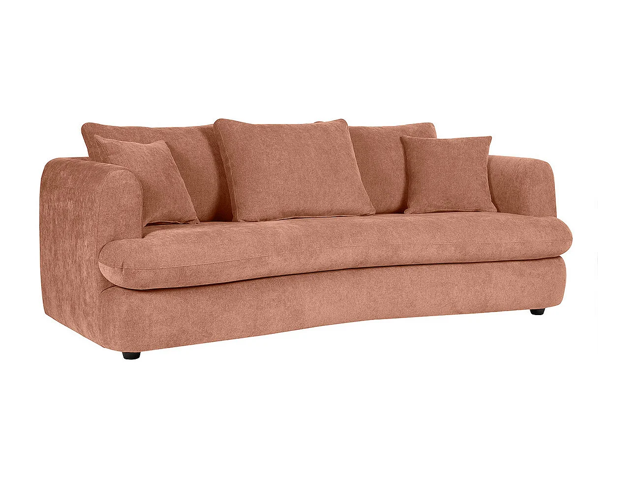 Canapé convertible déhoussable 3-4 places design haricot en tissu effet velours terre brûlée SACHA