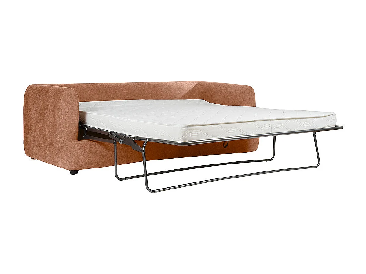 Canapé convertible déhoussable 3-4 places design haricot en tissu effet velours terre brûlée SACHA