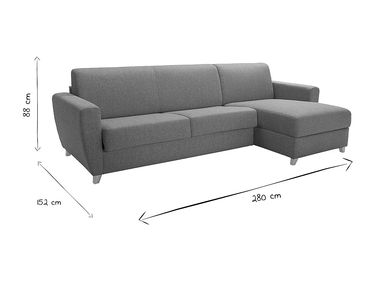 Canapé d'angle convertible réversible avec coffre 4 places en tissu bleu canard et bois clair GRAHAM