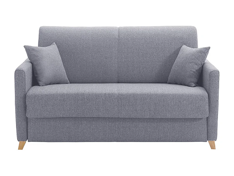 Sofá cama 2-3 plazas nórdico gris y madera clara con colchón de 13 cm SKANDY
