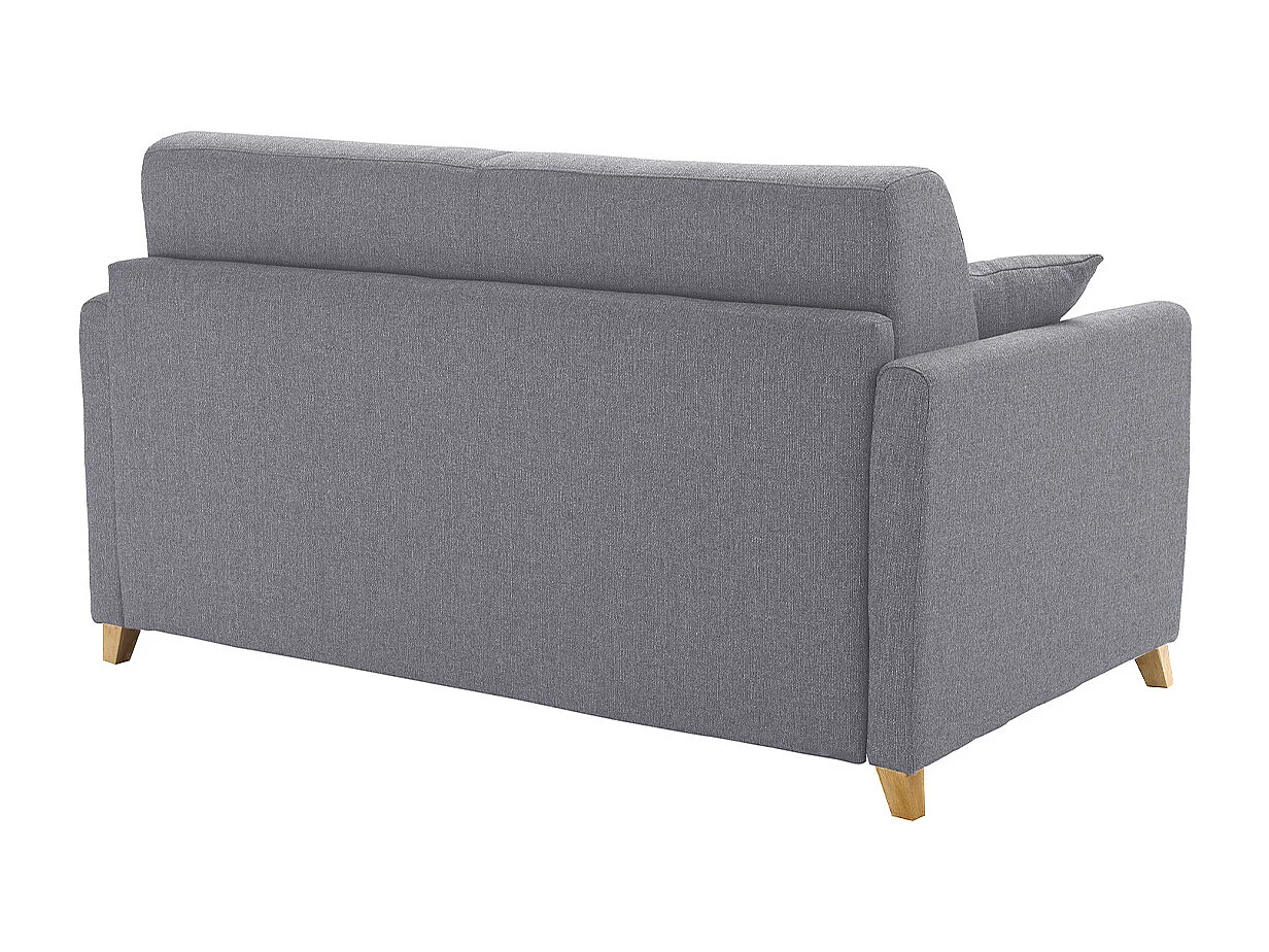Canapé convertible 2-3 places en tissu gris et bois clair avec matelas 13 cm SKANDY