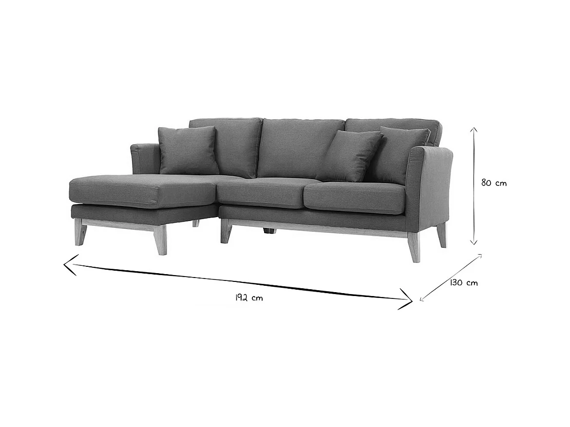 Skandinavisches Ecksofa links OSLO aus blaugrünem, abziehbarem Stoff