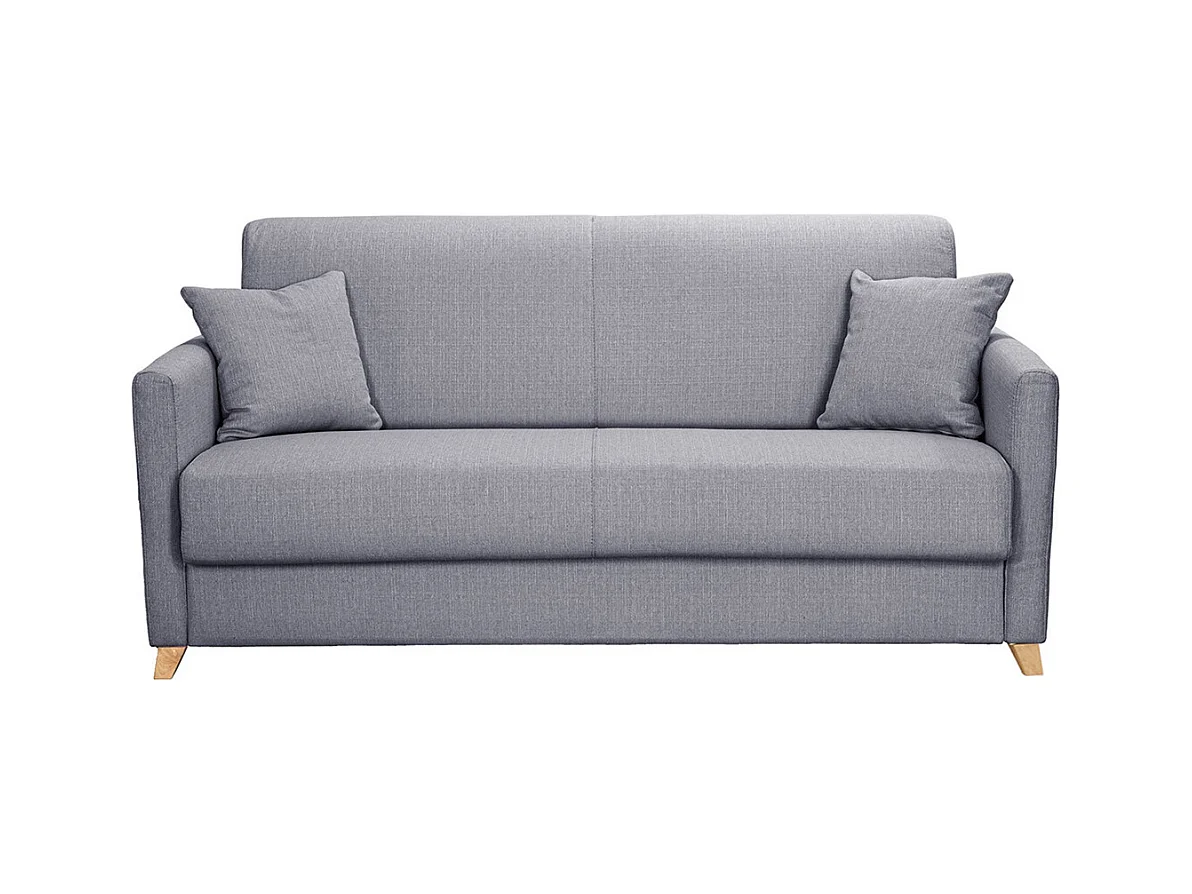 Sofá cama 3 plazas nórdico gris claro con colchón de 18 cm SKANDY