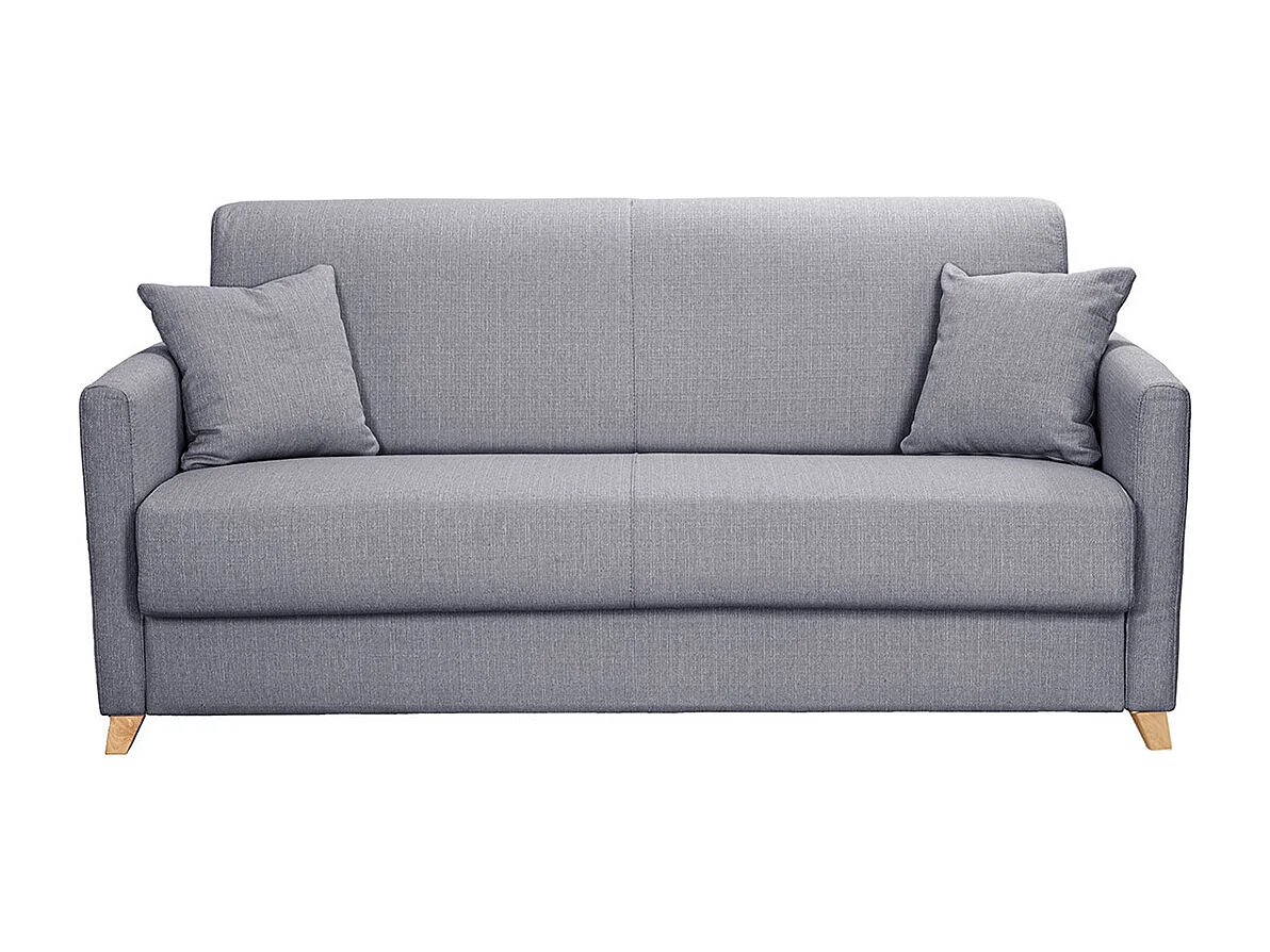 Sofá cama 3 plazas nórdico gris claro con colchón de 18 cm SKANDY